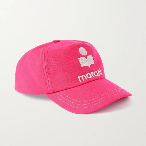 ISABEL MARANT fuschia pink Tyron embroidered cotton-canvas baseball cap - Picture 1 of 10